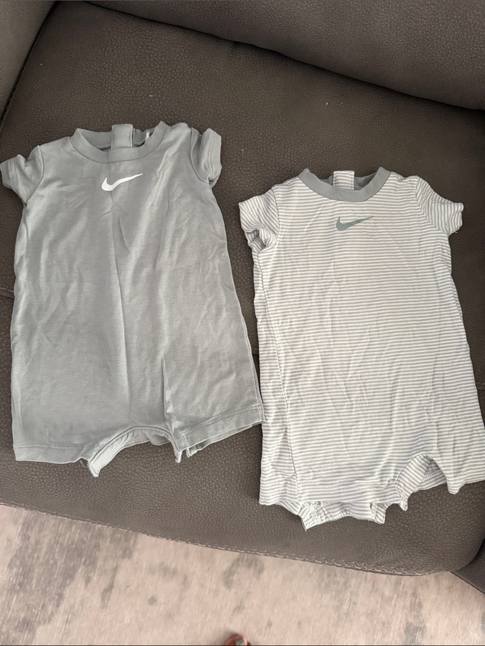 Nike Baby Rompers in Light Gray/Greenish Gray and Striped GreenGray | Newborn